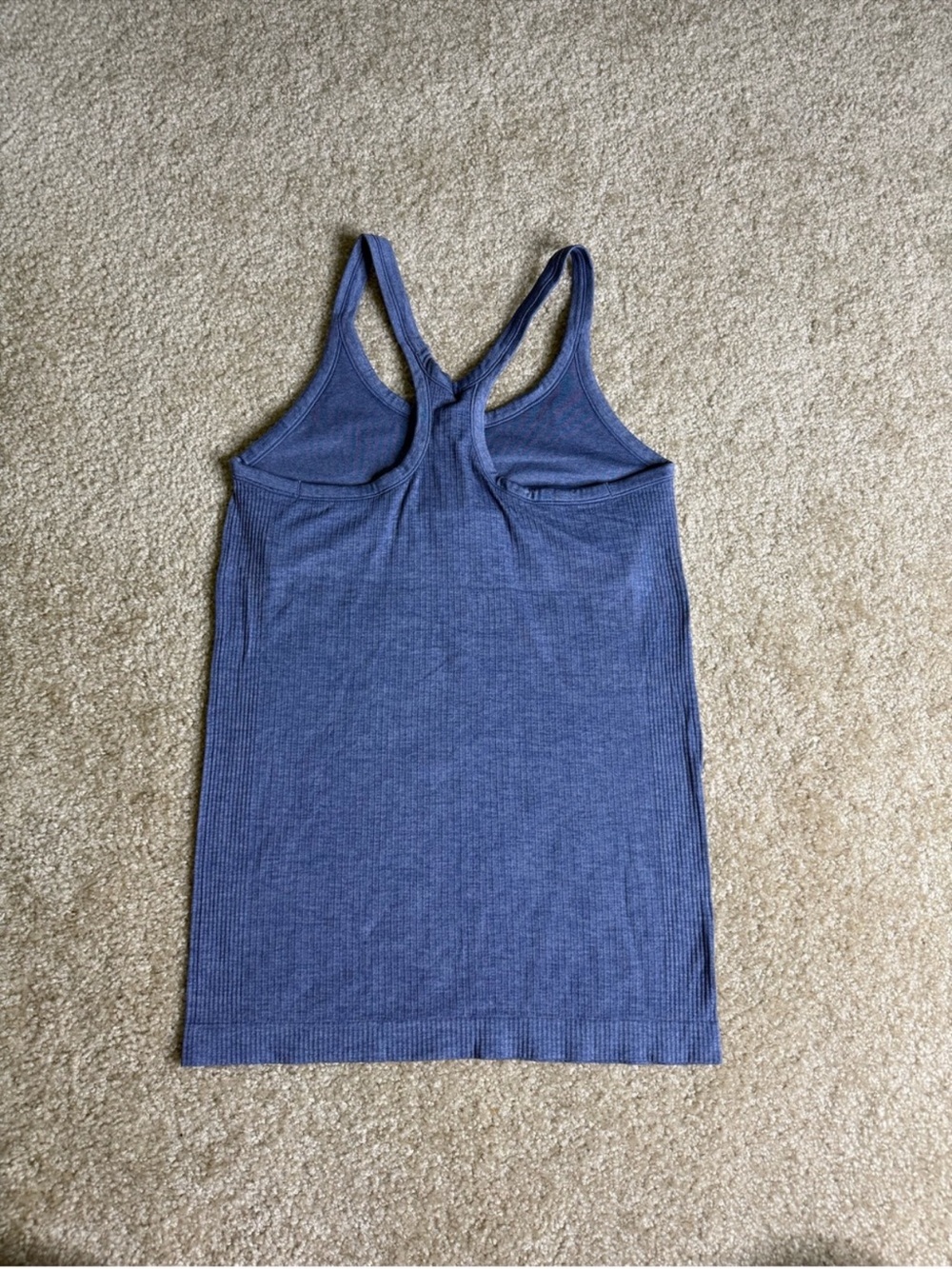 Ribbed Blue Racerback Tank Top - Picture 5 of 8